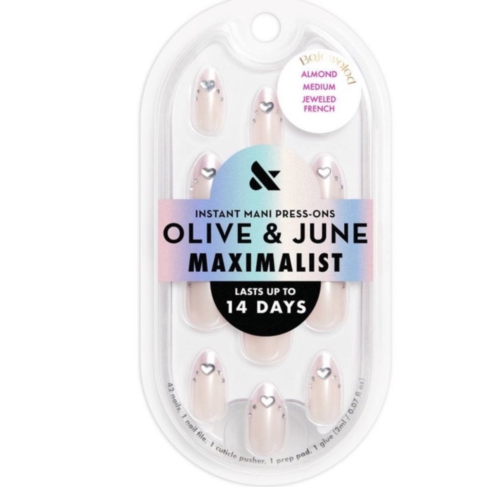 Olive & June Maximalist Press-On Nails Bejeweled Almond Medium Jeweled French